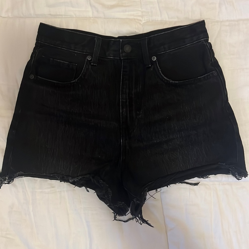 Black High Waited Cotton Jean Uniqlo Short
